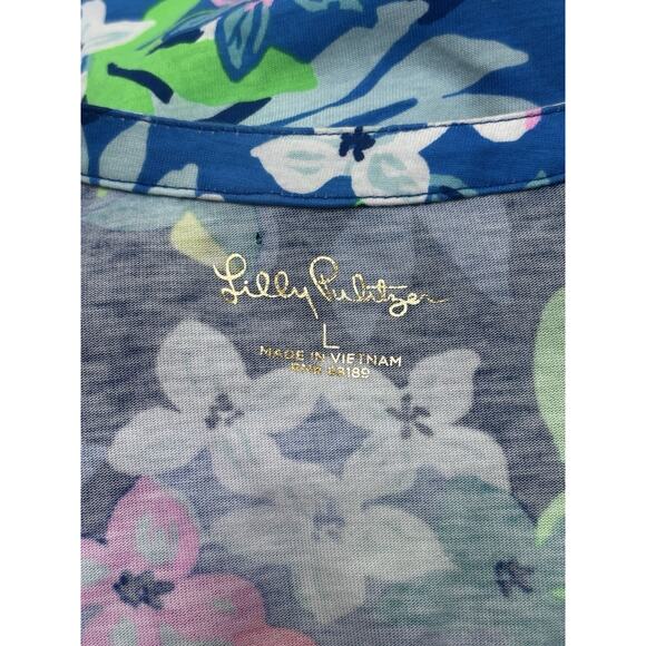 Lilly Pulitzer Jannie V Neck Dress Borealis Blue Social Sunset Medium Style 9459 - Picture 3 of 7